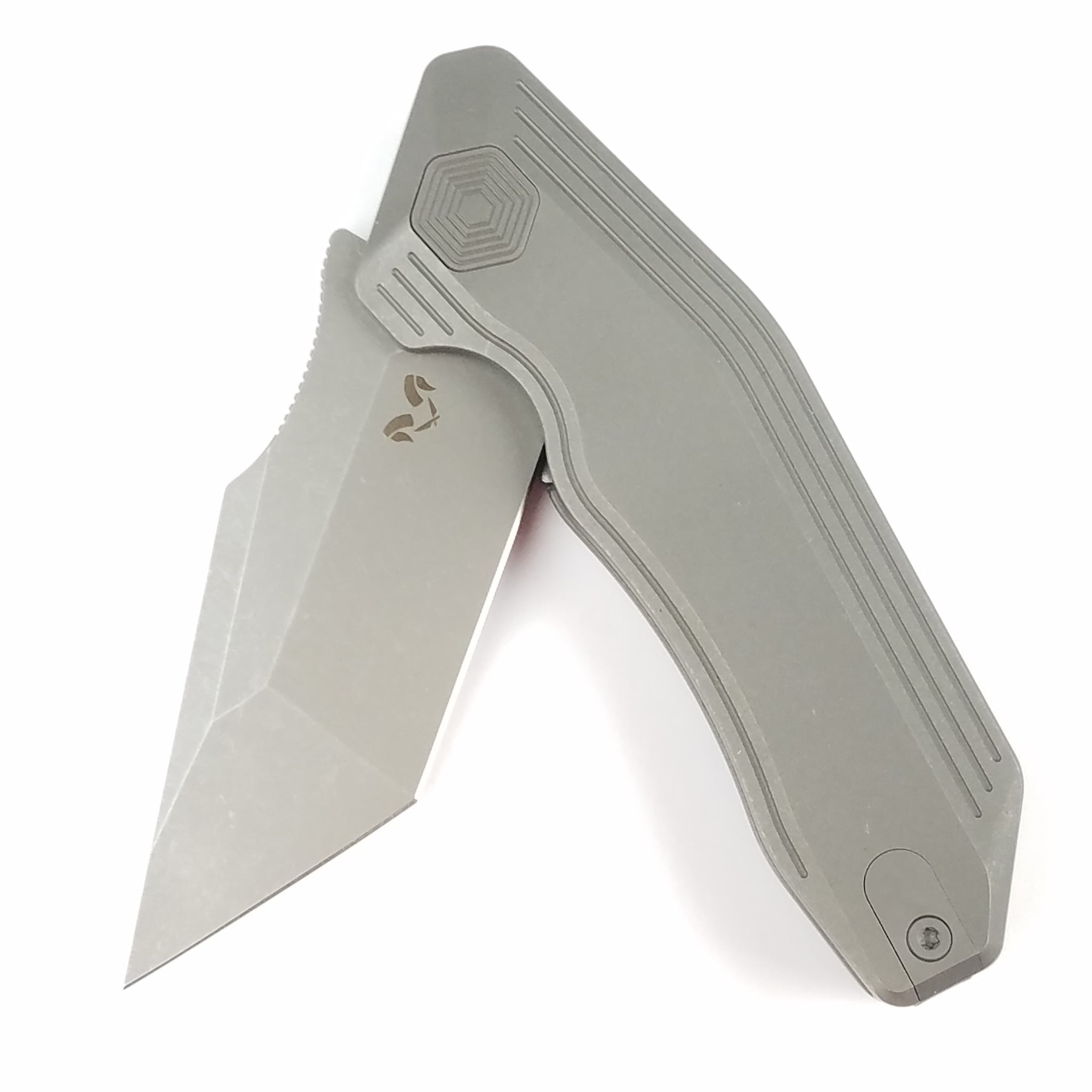 Damned Designs Yokai Pocket Knife Linerlock Gray Titanium Folding