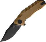 Damned Designs Cerberus Linerlock Tan G10 Folding 14C28N Pocket Knife 005GT2