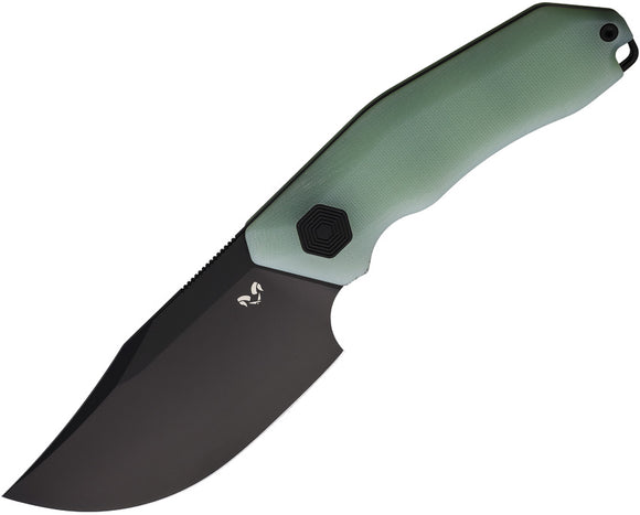 Damned Designs Cerberus Jade G10 14C28N Sandvik Fixed Blade Knife 012GBLK
