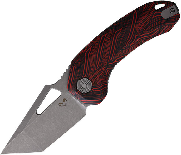 Damned Designs Oni XL Linerlock Black & Red G10 Folding 14C28N Knife 014XLBKRD