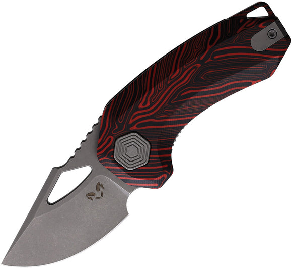 Damned Designs Djinn Linerlock Black & Red G10 Folding 14C28N Knife 015BKRD