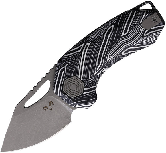 Damned Designs Anzu Linerlock Black & White G10 Folding 14C28N Knife 016BKWT