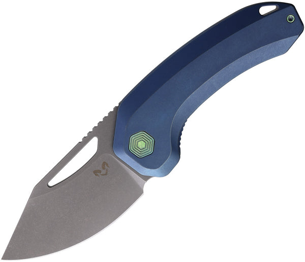 Damned Designs Anzu XL Framelock Blue Titanium Folding S35VN Knife