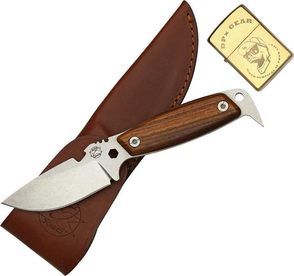 DPx Gear HEST II Woodsman Fixed Blade Knife w/ Zippo Lighter w/ Sheath