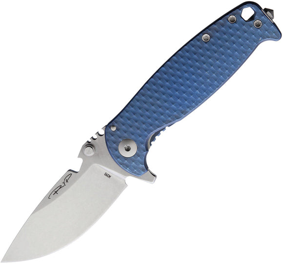 DPx Gear HEST F Framelock Blue Titanium Folding Bohler M390 Pocket Knife HSF010