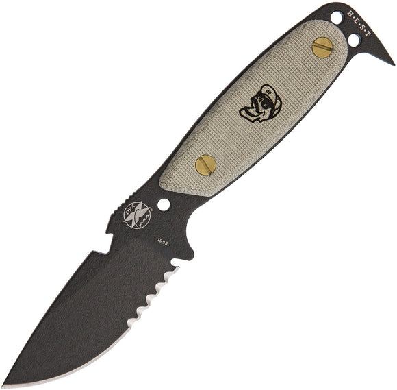 DPx Gear HEST Original Black Serrated 1095 High Carbon Steel Fixed Knife HSX102