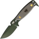 DPx Gear HEST Original Green Micarta D2 Tool Steel Fixed Blade Knife w/ Sheath HSX114