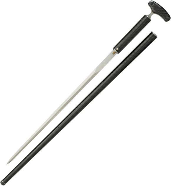 Dragon King Black Carbon Fiber Spring Steel Knife Sword Cane 12150