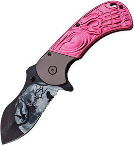Dark Side 9" Folding Knife Fantasy Midnight Moon Pink Assisted Open EDC a009pk