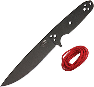 EKA RTG-1 Black Powder Coat 1095HC Drop Pt Fixed Blade Knife w/ Red Cord 50090