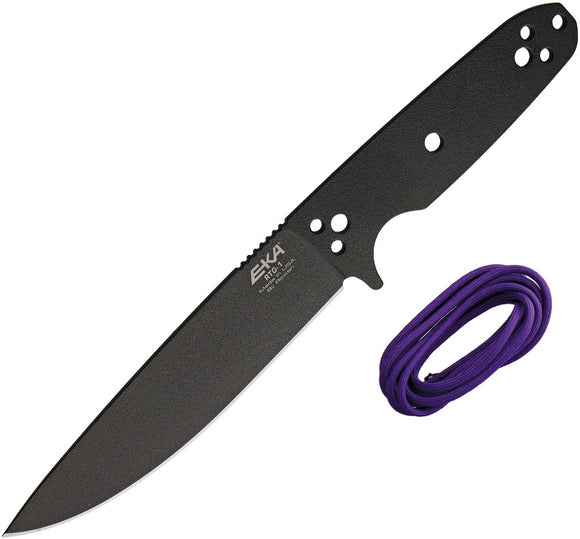 EKA RTG-1 Black 1095HC Drop Point Fixed Blade Knife w/ Purple Paracord 50110