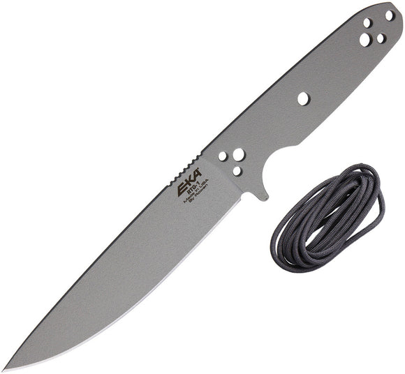 EKA RTG-1 Gray Powder Coat 1095HC Drop Pt Fixed Blade Knife w/ Gray Cord 50230