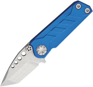 EOS Prawn Folder Blue Handle Tanto Point Folding Knife 016