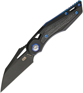 EOS Urchin Friction Folder Blue & Black Anodized Titanium Nitro V Knife EOS039  -On Sale