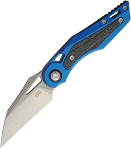 EOS Urchin Friction Folder Blue Titanium & Carbon Fiber Slip Joint Knife EOS044