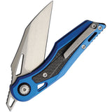 EOS Urchin Friction Folder Blue Titanium & Carbon Fiber Slip Joint Knife EOS044