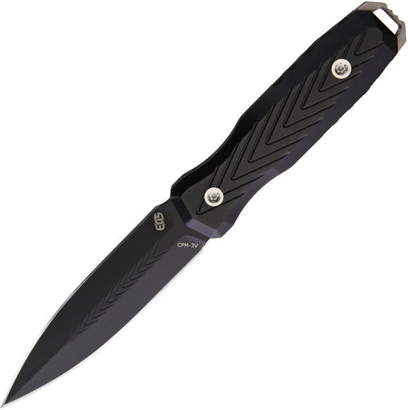 EOS Thresher Dagger Black Fixed Blade Knife + Sheath 077