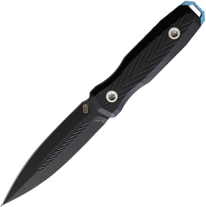 EOS Mini Thresher Black/Blue Aluminum CPM-3V Fixed Blade Knife w/ Sheath 086