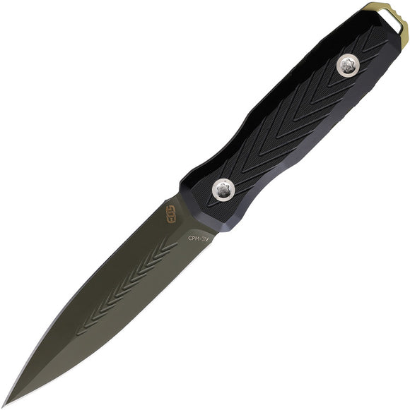 EOS Mini Thresher Black/OD Green Aluminum CPM-3V Fixed Blade Knife w/ Sheath 088