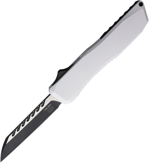 EOS Automatic Harpoon Knife OTF White Aluminum CPM-20CV Stainless Blade 118