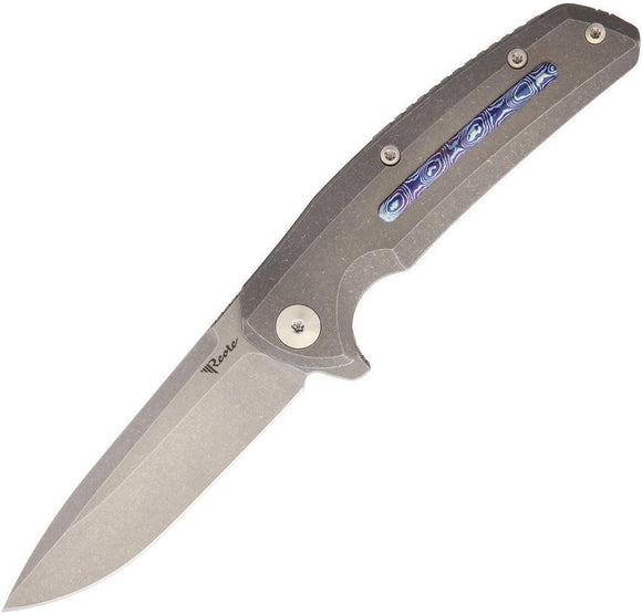 Reate Knives Epoch Framelock Stonewash Titanium Handle Folding Blade Knife