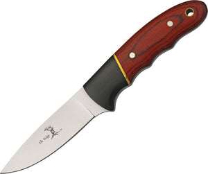 Elk Ridge Hunter Red/Brown Wood Handle 440 Stainless Fixed Knife w/ Sheath 029