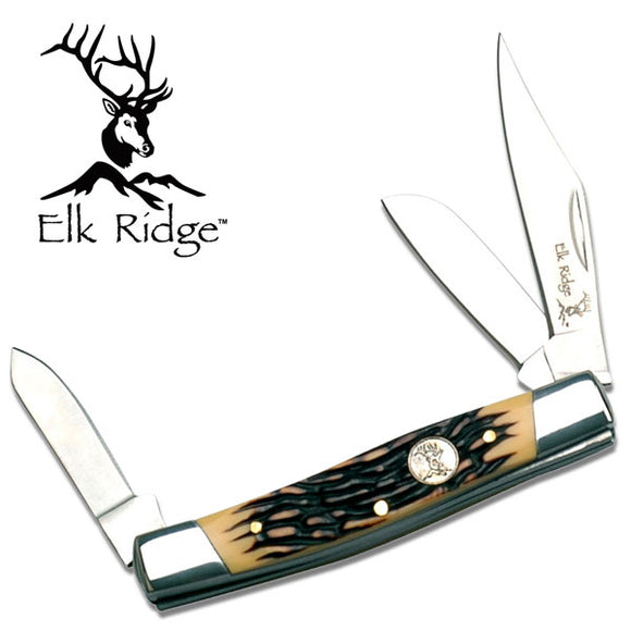 Elk Ridge Gentleman's Elk Medallion Folding Stainless Steel Pocket Knife 043I