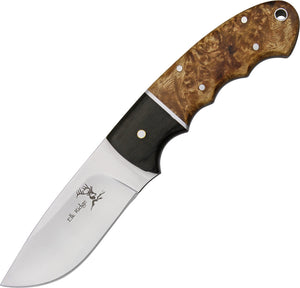 Elk Ridge Fixed Blade Burlwood & Black 8" Knife 128