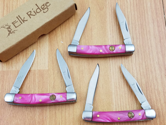 Elk Ridge LOT OF 3 Pink 2-Blade Stainless Ladies Folding Pocket Knife 211PK3