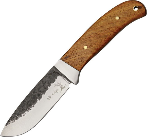 Elk Ridge Hunter Full Tang Wood Hammered Blade Fixed Blade Knife 268