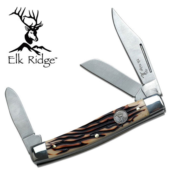 Elk Ridge Gentleman's Elk Medallion Folding Stainless Steel Pocket Knife 323ISS
