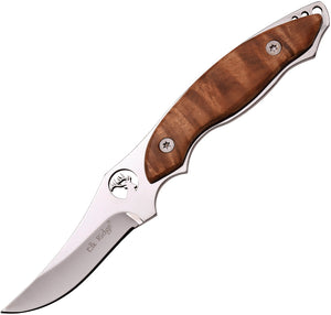 Elk Ridge Fixed Blade Knife 7" Full Tang Stainless Burlwood Skinning Hunting 538