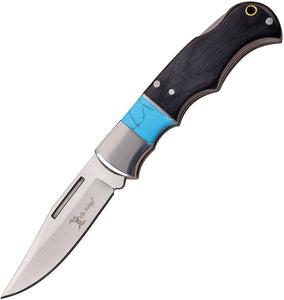 Elk Ridge Lockback Black/Blue Pakkawood Folding 3Cr13MoV Stainless Knife 943BL