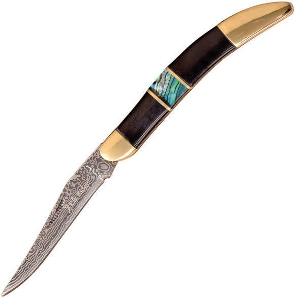 Elk Ridge Toothpick Black Pakkawood/Abalone Folding 3Cr13 Pocket Knife 952DAB