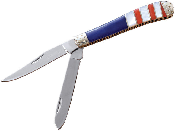 Elk Ridge Trapper Red White Blue Acrylic Folding 3Cr13 Pocket Knife 954AF
