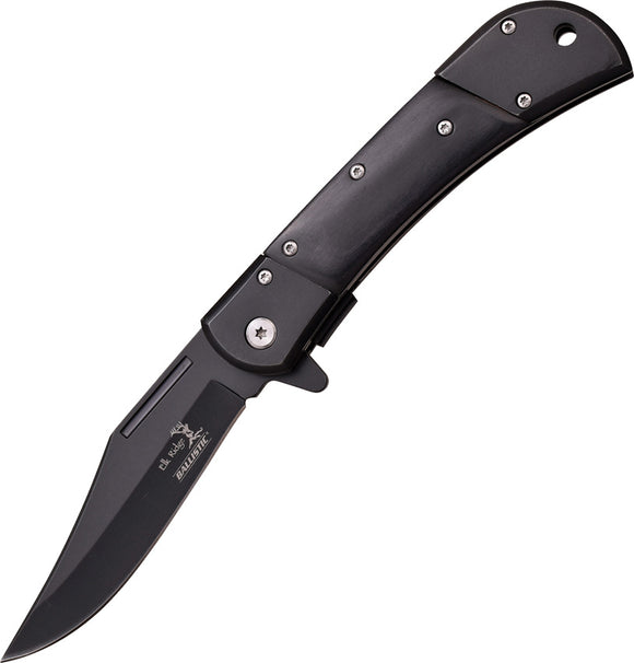 Elk Ridge Spring Assisted Folding Pocket Knife W/ Black Wood Handle - A009BK