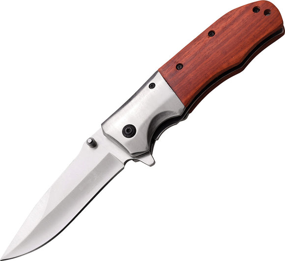 Elk Ridge Spring Assisted Folding Pocket Knife Brown Wood Satin - a165nw