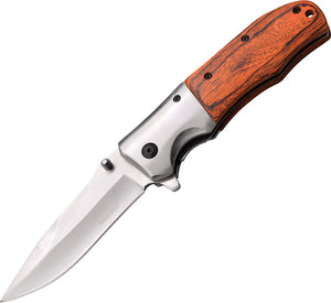 Elk Ridge 8" Pakkawood Folding Assisted Open Pocket Knife  Satin - A165PW