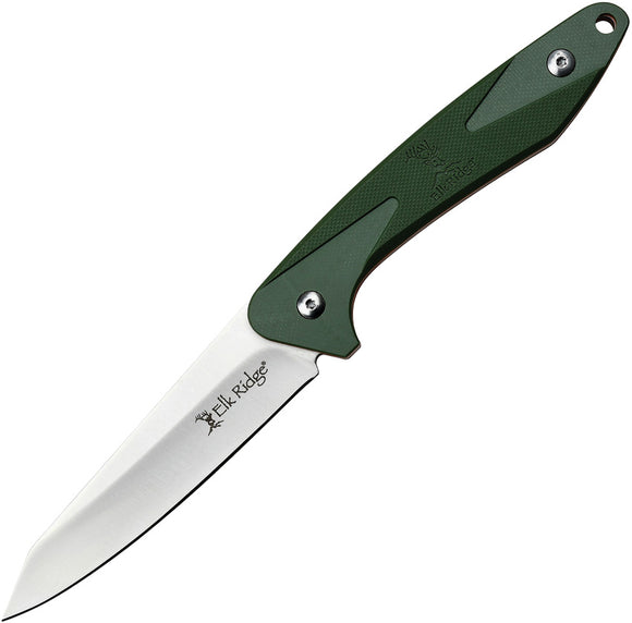 Elk Ridge Hinterland Smooth Green G10 8Cr13MoV Fixed Blade Knife HLFIX001