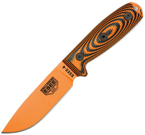 ESEE Model 4 9" Black & Orange G10 handle with Orange powder coated 1095hc Fixed Blade Knife + Sheath or006