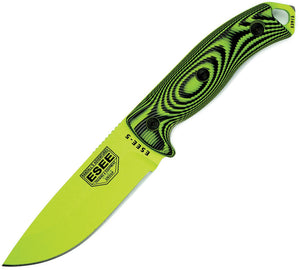 ESEE Model 5  11" Black & Green G10 handle Venom Green Powder Coated 1095hc Fixed Blade Knife + sheath vg007