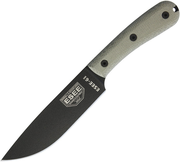 ESEE Model 6 Traditional Green Micarta 1095HC Stainless Steel Fixed Blade Knife w/ Sheath 6HMK