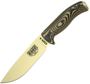 ESEE Model 6  Black & Coyote  11" Tan Powder Coated 1095hc Fixed Blade Knife + sheath dt005
