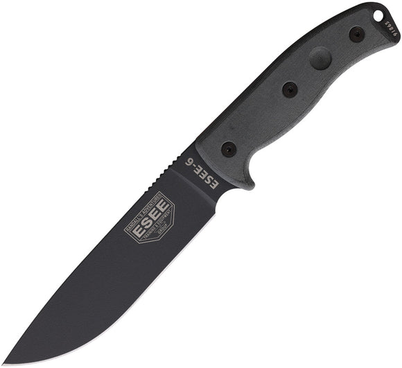 ESEE Model 6 Tactical Gray Micarta 1095HC Stainless Steel Fixed Blade Knife w/ Sheath 6PDTG