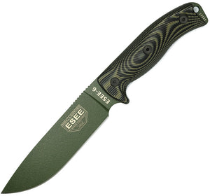 ESEE Model 6 11" Black handle OD Green Powder Coated 1095hc Fixed Blade Knife + sheath od003