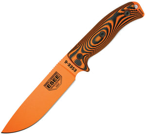 ESEE Model 6 11" Black & Orange handle Powder Coated 1095hc Fixed Blade Knife + sheath or006