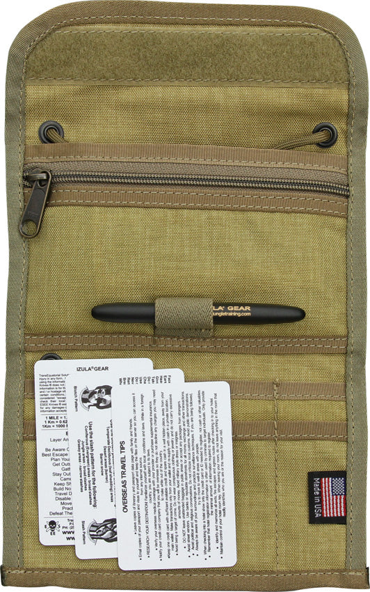 ESEE Tan Passport Storage Carrying Travel Case + Fisher Spacer Pen PASSPORTDT