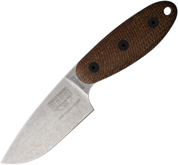ESEE Sencillo Brown Micarta A2 Steel Fixed Blade Knife w/ Sheath SENCILLO