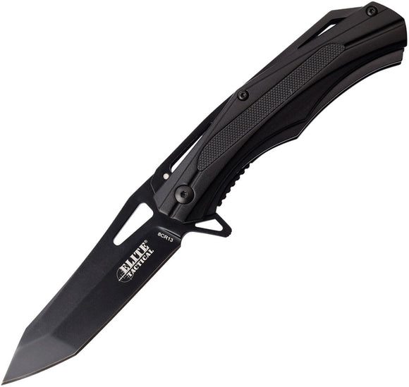 Elite Tactical Linerlock Black Aluminum Handle 8Cr13MoV Folding Knife 1026BK