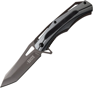 Elite Tactical Linerlock Gray Aluminum Handle TiNi Folding Tanto Knife 1026GY